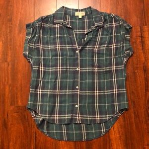 CLOTH & STONE plaid button up short sleeve top